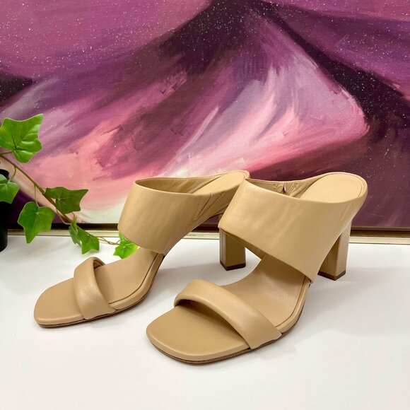 New Vince Quinn Block Heel Slide Sandals in Cappuccino Size 9 - Picture 4 of 16